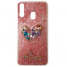 Capa para Samsung Galaxy A20s - Glitter Love Coração Rosa